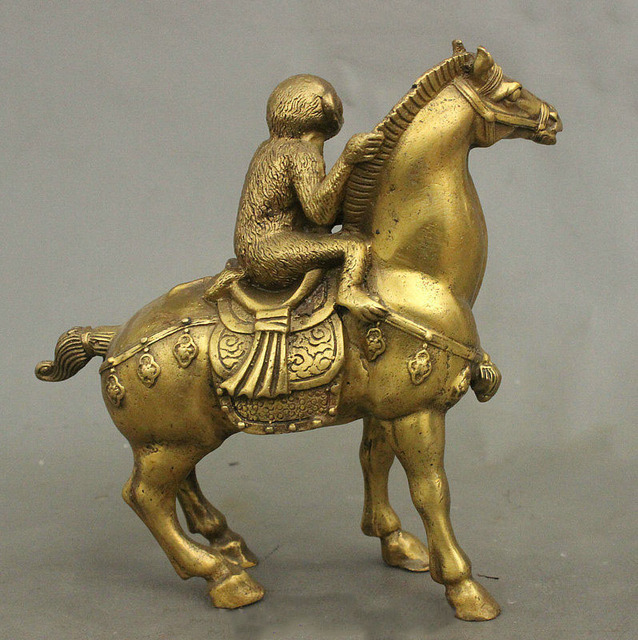 Miedziany posąg konia z rzeźbionym chińskim motywem zodiaku - małpa - Wianko - 8