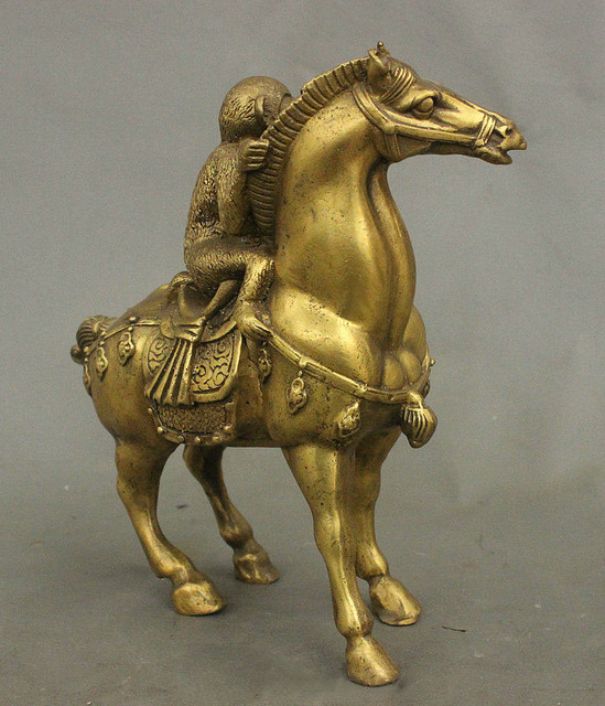 Miedziany posąg konia z rzeźbionym chińskim motywem zodiaku - małpa - Wianko - 7