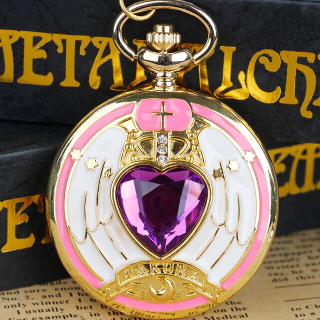 Zegarek kieszonkowy fioletowe serce - top marka, kwarcowy, stylowy wzór, naszyjnik z łańcuchem - prezenty dla mężczyzn i kobiet - Wianko - 1