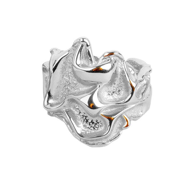 Nowoczesny regulowany pierścień biżuteryjny o vintage designie z nieregularnym wzorem - QMCOCO - Wianko - 17