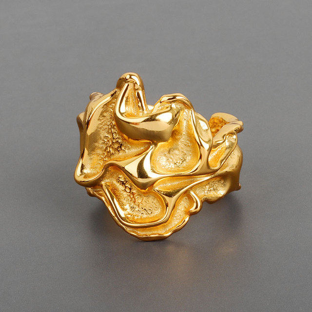 Nowoczesny regulowany pierścień biżuteryjny o vintage designie z nieregularnym wzorem - QMCOCO - Wianko - 18