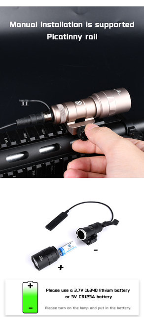 Tactical LED Scout Light for 20mm Picatinny Rail - WADSN M600C M600U M300C M300A M600B Mini Hunting Weapon Light - Wianko - 4