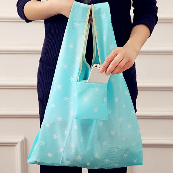 Składana torba kwadratowa na zakupy wielokrotnego użytku z uchwytem na ramię - Cute Lady - Wianko - 8