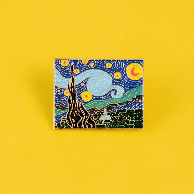 Broszka Vincent Van Gogh - Słynny obraz Szpilki nocne gwiaździste niebo - Artystyczny dodatek w formie plecaka - Wianko - 14