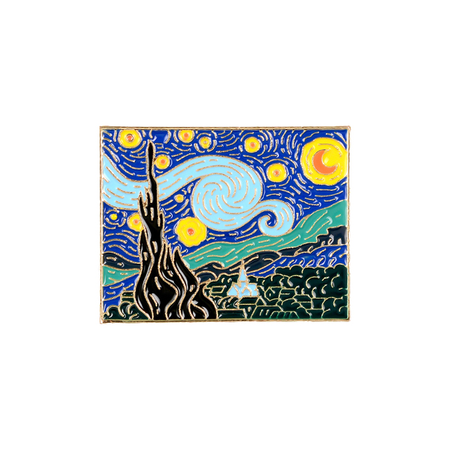 Broszka Vincent Van Gogh - Słynny obraz Szpilki nocne gwiaździste niebo - Artystyczny dodatek w formie plecaka - Wianko - 11