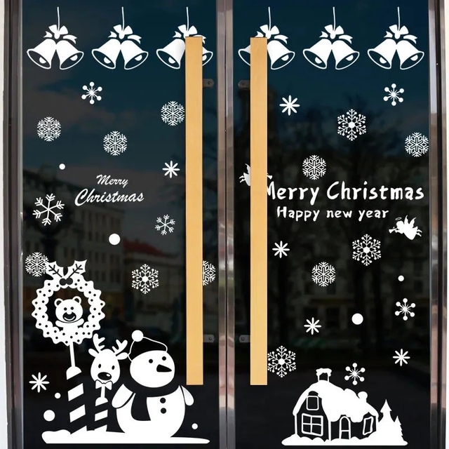 Dekoracyjne naklejki na okna ze świętym Mikołajem i łosiem Navidad - ozdoby ścienne na Nowy Rok - Wianko - 2