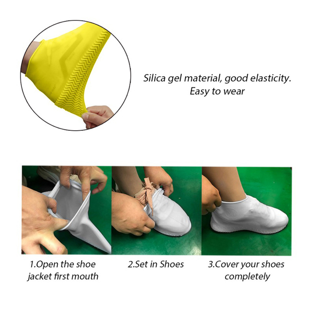 Silikonowe przeciwdeszczowe pokrowce na buty wielokrotnego użytku – wodoodporne, zmywalne, odporne na zużycie – dla dorosłych i dzieci - Wianko - 3