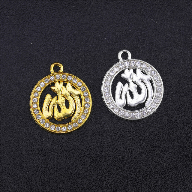 Tworzenie biżuterii religijnej - zestaw srebrno-złotych charmsów Allah z dżetami Cz dla muzułmańskich wisiorków DIY - Wianko - 8