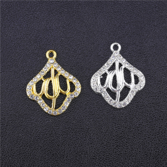 Tworzenie biżuterii religijnej - zestaw srebrno-złotych charmsów Allah z dżetami Cz dla muzułmańskich wisiorków DIY - Wianko - 10