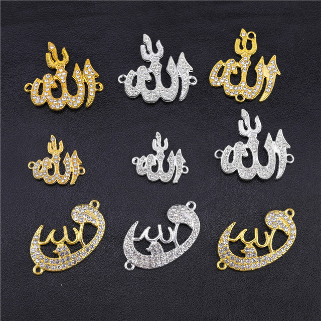 Tworzenie biżuterii religijnej - zestaw srebrno-złotych charmsów Allah z dżetami Cz dla muzułmańskich wisiorków DIY - Wianko - 3