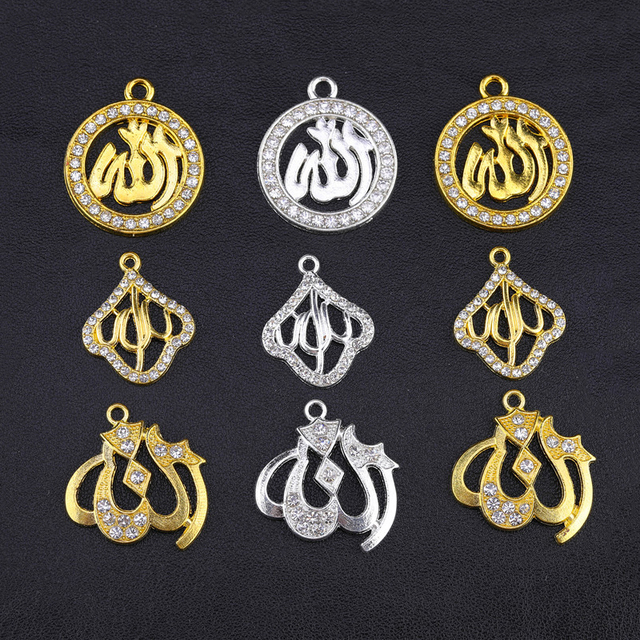 Tworzenie biżuterii religijnej - zestaw srebrno-złotych charmsów Allah z dżetami Cz dla muzułmańskich wisiorków DIY - Wianko - 4