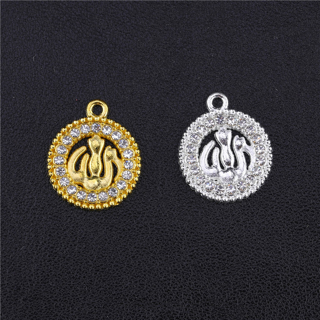 Tworzenie biżuterii religijnej - zestaw srebrno-złotych charmsów Allah z dżetami Cz dla muzułmańskich wisiorków DIY - Wianko - 5