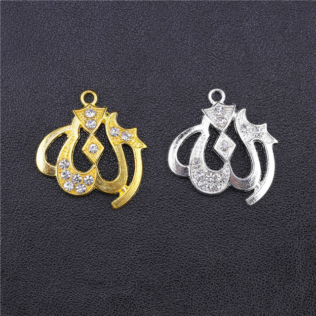 Tworzenie biżuterii religijnej - zestaw srebrno-złotych charmsów Allah z dżetami Cz dla muzułmańskich wisiorków DIY - Wianko - 6