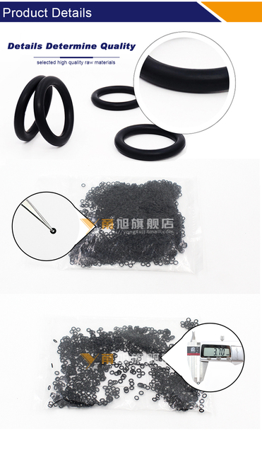 Czarny pierścień uszczelka gumowy z gumy nitrylowej do zegarka - 10 sztuk/partia, grubość 0.7mm, OD 2/3/3.2/3.7*0.7mm - Wianko - 4