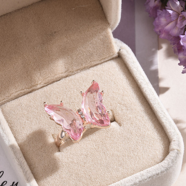 Pierścień damska biżuteria ślubna w nowym stylu Motyw motyla 2021 - Wianko - 4
