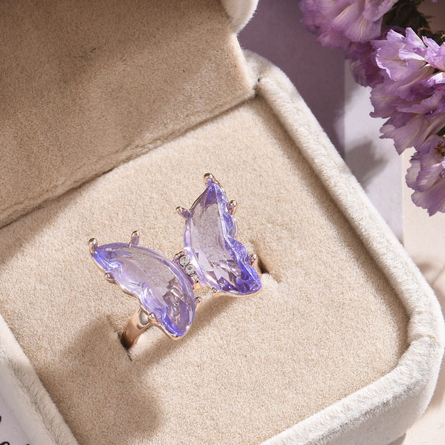 Pierścień damska biżuteria ślubna w nowym stylu Motyw motyla 2021 - Wianko - 5