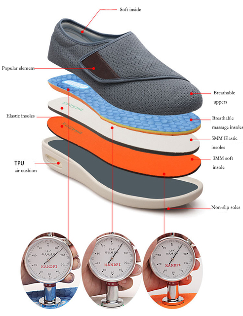 Regulowane męskie buty na spuchnięte stopy - wygodne obuwie nieformalne - Wianko - 8