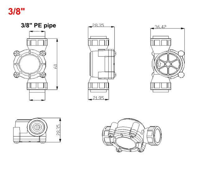 Czujnik przepływu wody 1/4 3/8 rura PE, 1.75MPa, czujnik halla, do ekspresu do kawy i turbina, DC5 ~ 18V - Wianko - 5