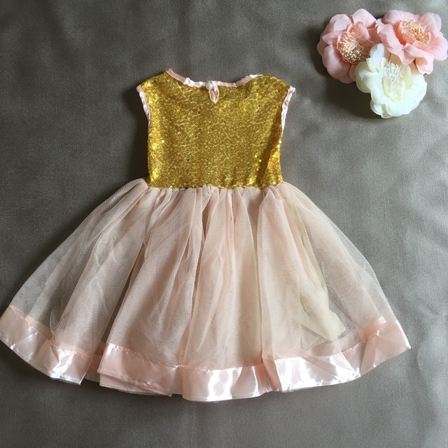 Sukienka dla dziewczynki z cekinami, złota, elegancka, bez rękawów - Wianko - 24
