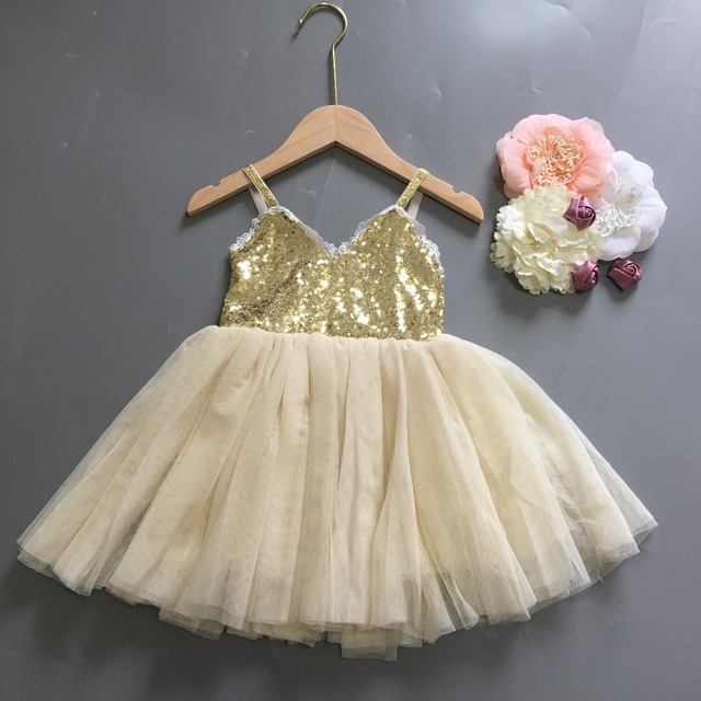 Sukienka dla dziewczynki z cekinami, złota, elegancka, bez rękawów - Wianko - 11