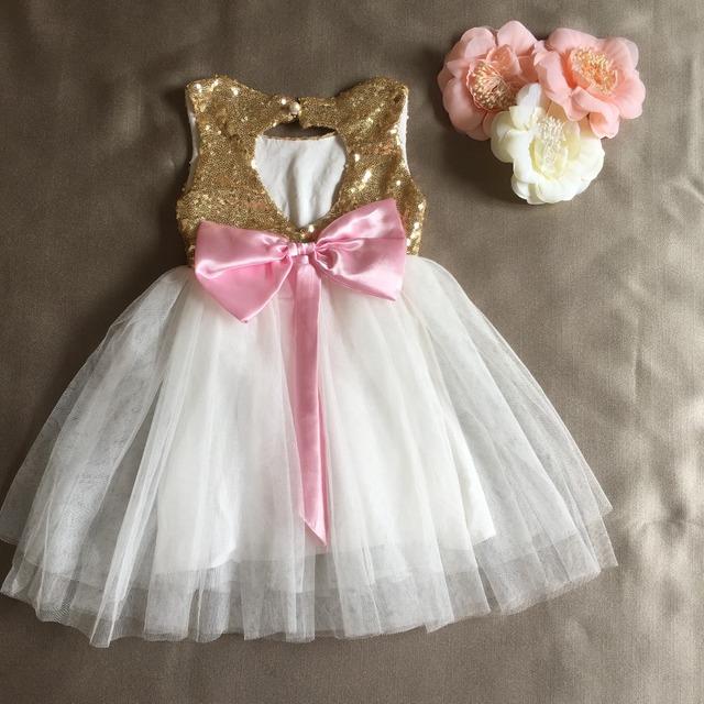 Sukienka dla dziewczynki z cekinami, złota, elegancka, bez rękawów - Wianko - 25