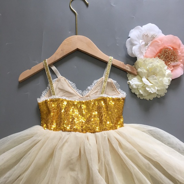 Sukienka dla dziewczynki z cekinami, złota, elegancka, bez rękawów - Wianko - 22