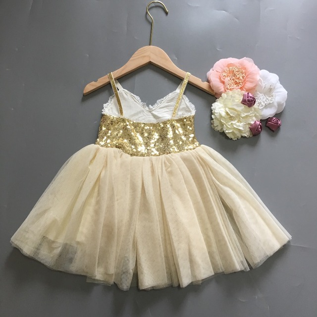 Sukienka dla dziewczynki z cekinami, złota, elegancka, bez rękawów - Wianko - 15