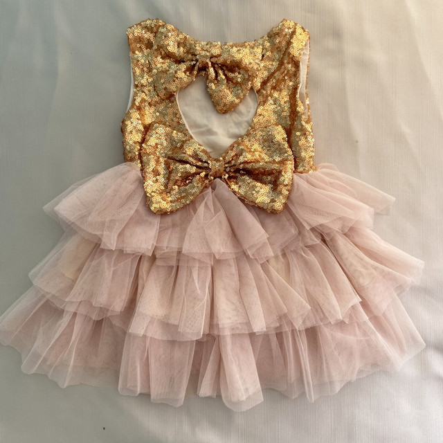Sukienka dla dziewczynki z cekinami, złota, elegancka, bez rękawów - Wianko - 31
