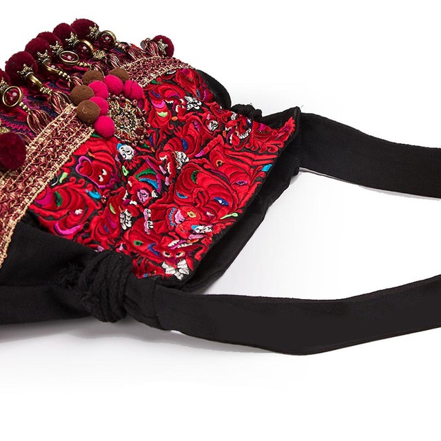 Torebka damskie haftowane wzorami kwiatowymi, styl boho, duże torby listonoszki - Wianko - 9