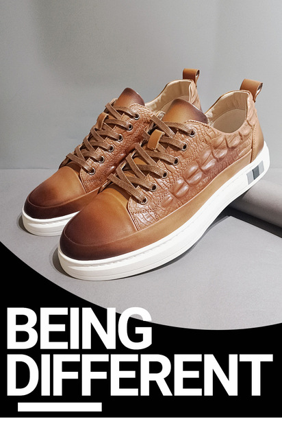 Męskie nieformalne buty 2021 - wysoka marka jakości, wykonane z 100% prawdziwej skóry, sznurowane, vintage wzór krokodyla, trend mężczyźni skórzane obuwie - Wianko - 2