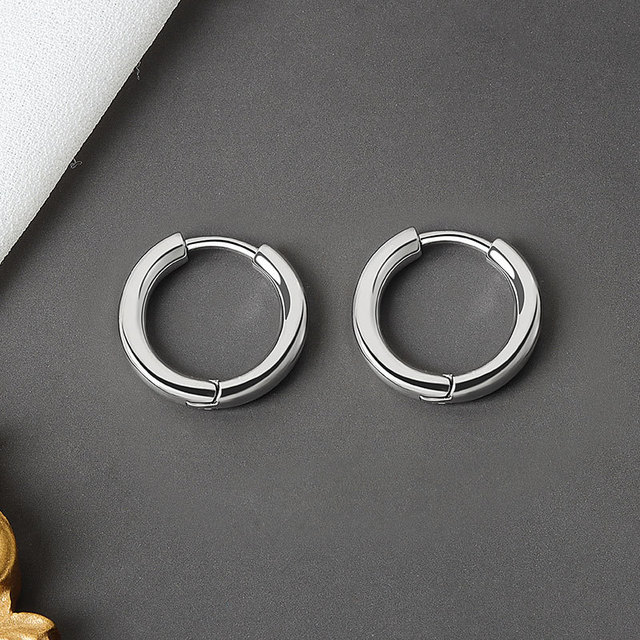 Kolczyki wiszące LIVVY srebrne, grube, małe, okrągłe, nowy trend 2021 dla kobiet - męska biżuteria kolczyki koło - Wianko - 5
