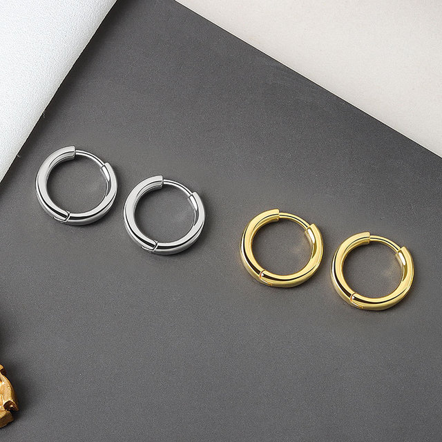 Kolczyki wiszące LIVVY srebrne, grube, małe, okrągłe, nowy trend 2021 dla kobiet - męska biżuteria kolczyki koło - Wianko - 3