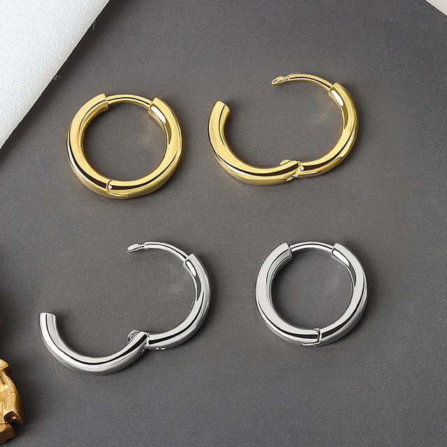 Kolczyki wiszące LIVVY srebrne, grube, małe, okrągłe, nowy trend 2021 dla kobiet - męska biżuteria kolczyki koło - Wianko - 2