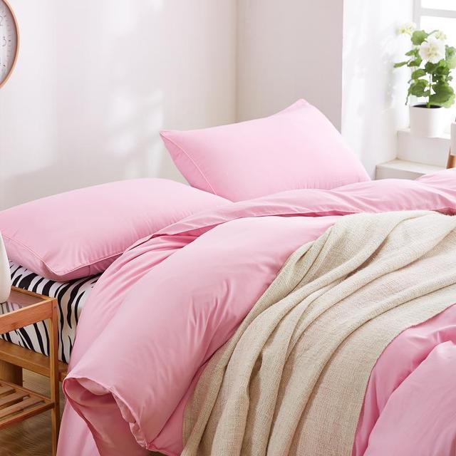 Zestaw pościeli z jednolitym różowym kolorem - kołdra, poszewka na poduszkę, płaski arkusz - dla dziewczynki, dorosłej kobiety - Wianko - 19