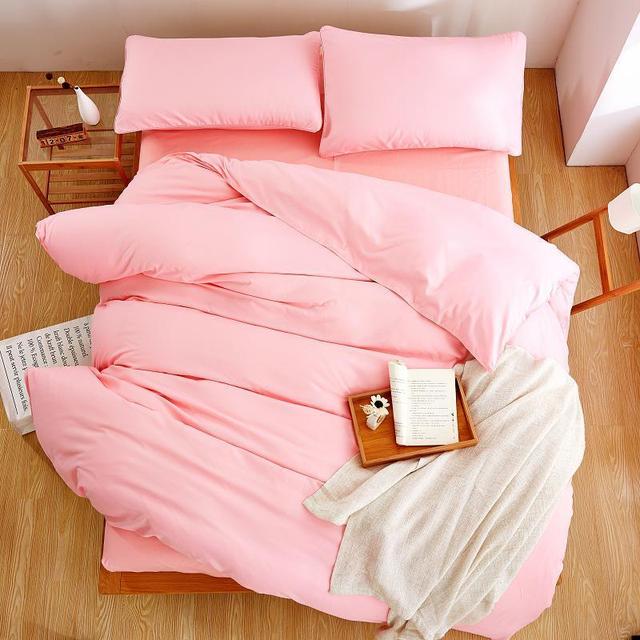 Zestaw pościeli z jednolitym różowym kolorem - kołdra, poszewka na poduszkę, płaski arkusz - dla dziewczynki, dorosłej kobiety - Wianko - 38
