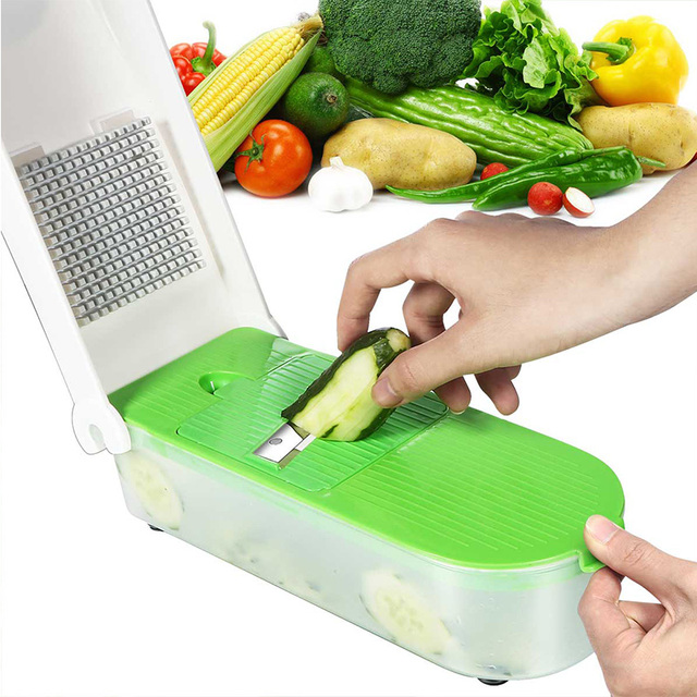 Siekacz do warzyw Pro LHS - krajalnica, krajacz, dicer z 5 ostrzami (zielony) - narzędzia kuchenne - Wianko - 3