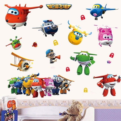 Plakat fototapeta ze zwierzętami dla dzieci - Super Wings samolot Robot deformacja - Wianko - 9