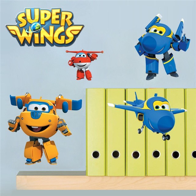 Plakat fototapeta ze zwierzętami dla dzieci - Super Wings samolot Robot deformacja - Wianko - 3