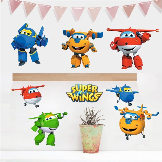 Plakat fototapeta ze zwierzętami dla dzieci - Super Wings samolot Robot deformacja - Wianko - 5