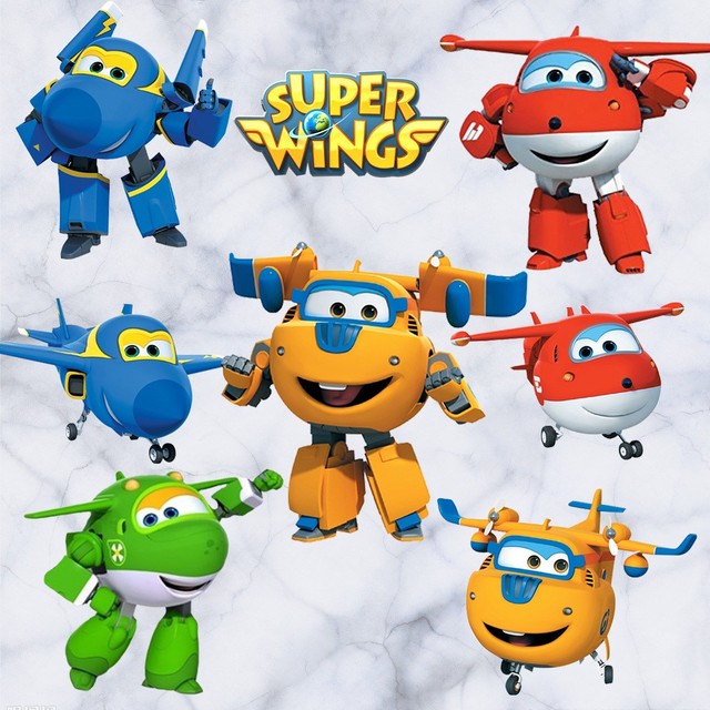 Plakat fototapeta ze zwierzętami dla dzieci - Super Wings samolot Robot deformacja - Wianko - 4