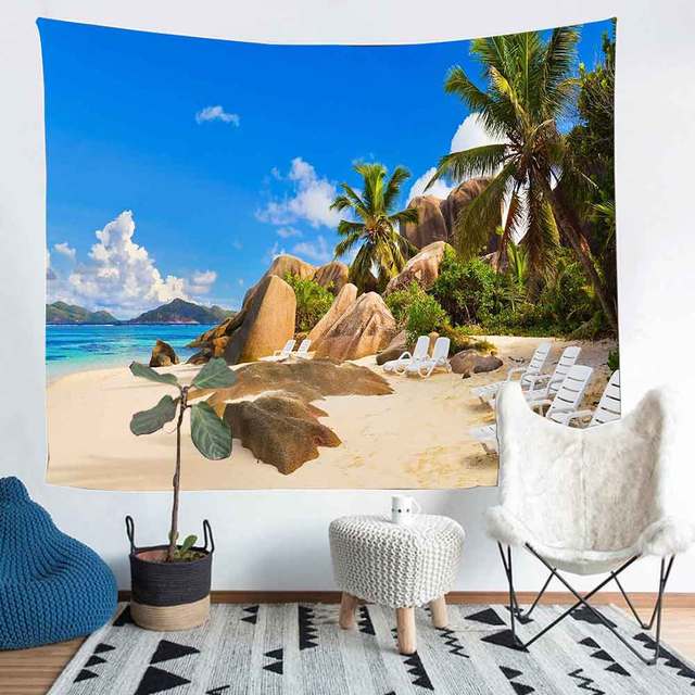 Gobelin letni Simsant z motywem plażowym, przedstawiający tropikalną rybę i podwodne zwierzęta - dekoracja do salonu i sypialni - Wianko - 6