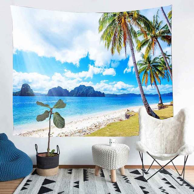 Gobelin letni Simsant z motywem plażowym, przedstawiający tropikalną rybę i podwodne zwierzęta - dekoracja do salonu i sypialni - Wianko - 4