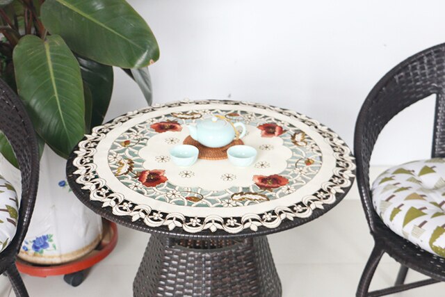Europa koronkowy obrus haftowany, okrągły, pusty, świąteczny - urodziny, ślubne dekoracje domowe - Wianko - 5