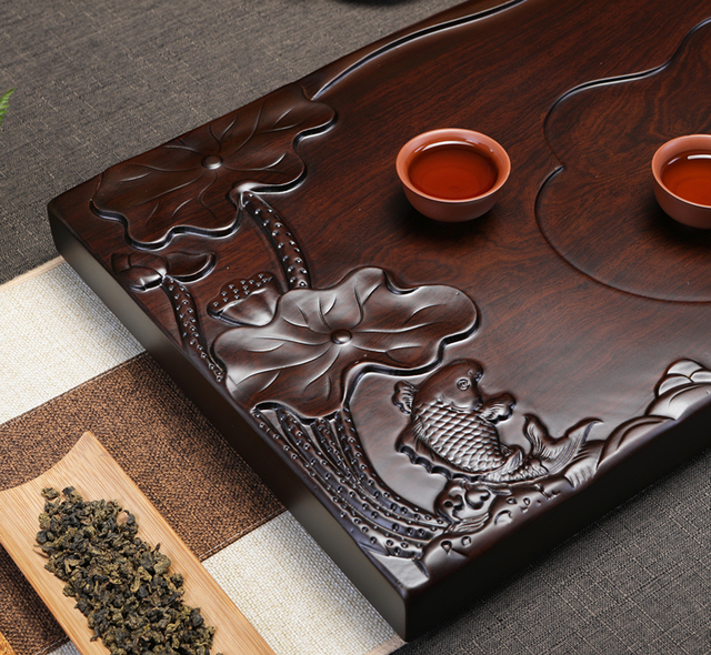 Misa z solidnego drewna do herbaty Kung Fu, prostokątna, duża - Wianko - 36