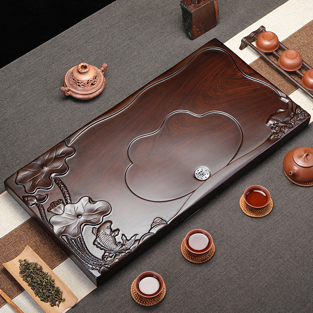 Misa z solidnego drewna do herbaty Kung Fu, prostokątna, duża - Wianko - 35