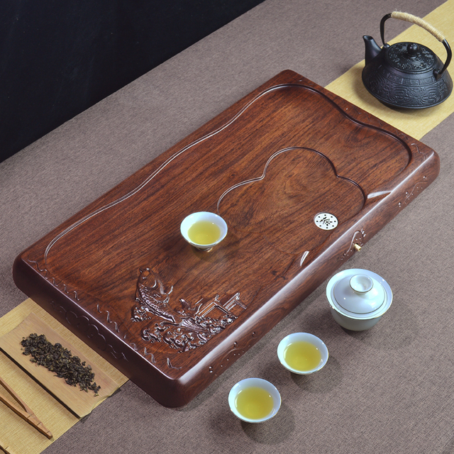 Misa z solidnego drewna do herbaty Kung Fu, prostokątna, duża - Wianko - 24