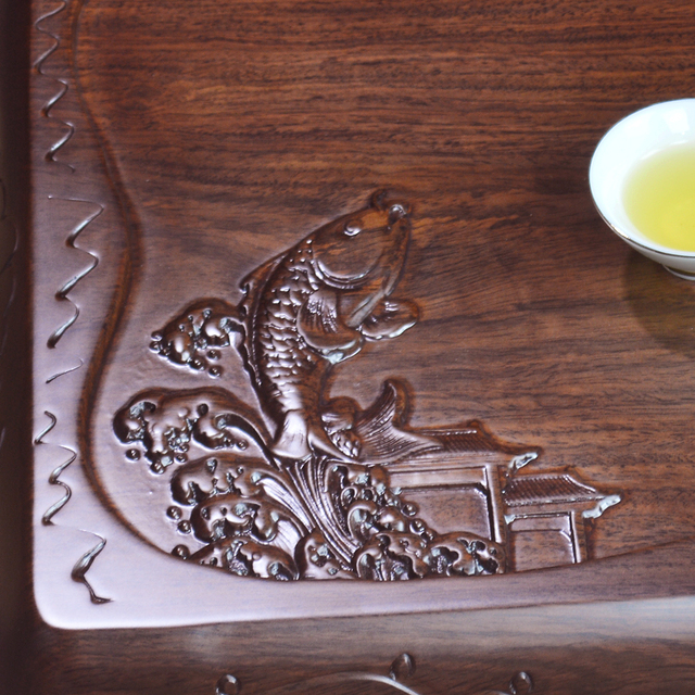 Misa z solidnego drewna do herbaty Kung Fu, prostokątna, duża - Wianko - 30