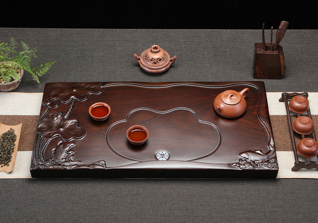 Misa z solidnego drewna do herbaty Kung Fu, prostokątna, duża - Wianko - 34