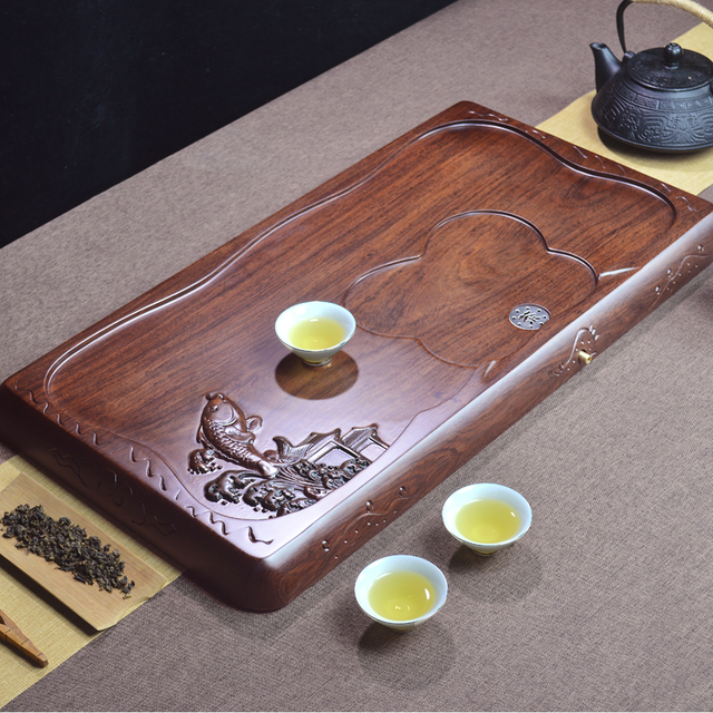 Misa z solidnego drewna do herbaty Kung Fu, prostokątna, duża - Wianko - 26
