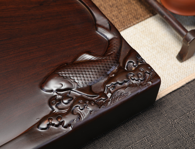Misa z solidnego drewna do herbaty Kung Fu, prostokątna, duża - Wianko - 37